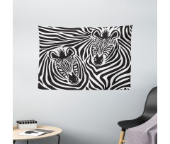 Zebras Eyes and Face Wide Tapestry