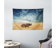 Rhino Dramatic Cloudy Sky Wide Tapestry