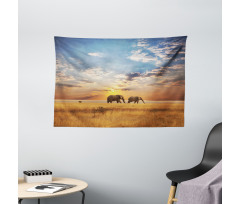 Elephants Untouched Land Wide Tapestry