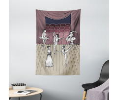 Ballerinas Stage Sketch Tapestry