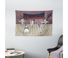 Ballerinas Stage Sketch Wide Tapestry