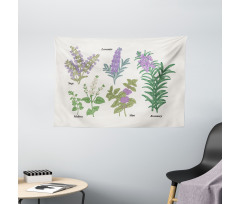 Botanical Infographic Plants Wide Tapestry