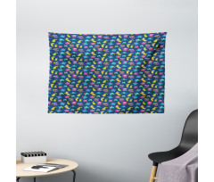 Funny Monsters Making Faces Wide Tapestry