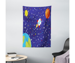 Starry Rocket Planets Tapestry