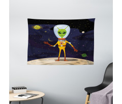 Funny Creature in a Spacesuit Wide Tapestry