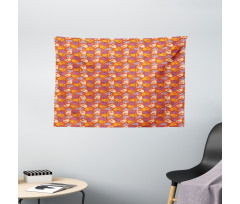 Colorful Strawberries Pattern Wide Tapestry