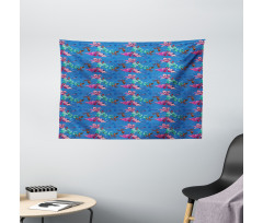 Blooming Lilies and Phloxes Wide Tapestry