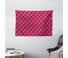 Feminine Sketchy Hearts Wide Tapestry