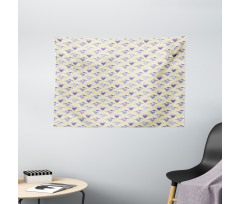 Stripey Hearts and Fish Wide Tapestry