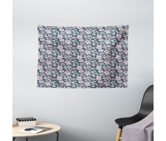 Garden Scene in Pastel Tones Wide Tapestry