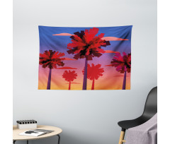 Modern Sunset Tropic Trees Wide Tapestry