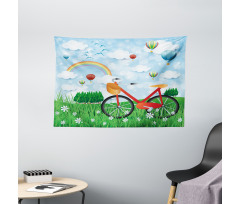 Spring Landscape with Bike Wide Tapestry