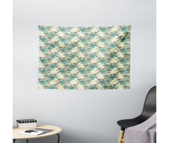Hatched Flowers Polka Dots Wide Tapestry