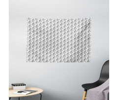 Monochromatic Feathers Art Wide Tapestry