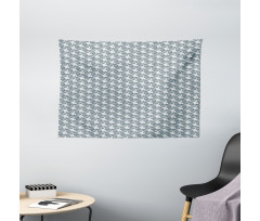 Pastel Tone Wavy Sea Doodle Wide Tapestry