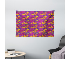 Cartoon Cheerful Flowers Wide Tapestry