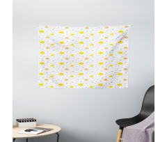 Happy Pastel Stars Wide Tapestry