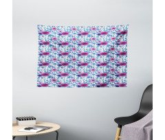 Watercolor Nosegay Flowers Wide Tapestry