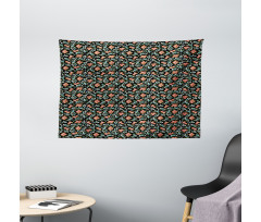 Flowers Bloom on Dark Wide Tapestry