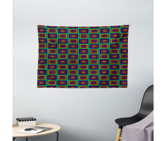 Nested Square and Circles Wide Tapestry