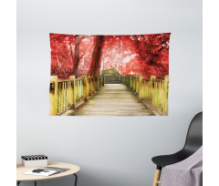 Autumn Farmhouse Woods Park Wide Tapestry