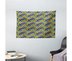 Exotic Aloha Palm Leaves Wide Tapestry