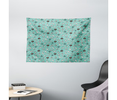 Sailor Birds Boats Anchors Wide Tapestry