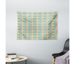 Funny Spring Flowers Bloom Wide Tapestry