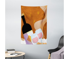 Rose Wine Bottle Cartoon Tapestry