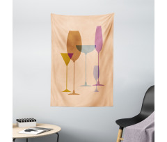 Wine Glasses Silhouette Art Tapestry