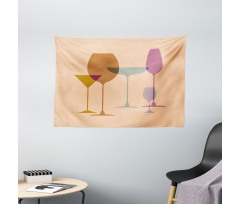 Wine Glasses Silhouette Art Wide Tapestry