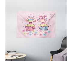 Couples Cupcakes Romantic Wide Tapestry