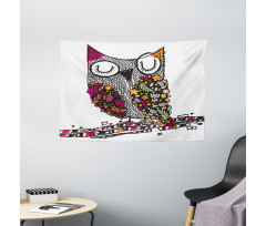 Geometric Floral Blossoms Wide Tapestry