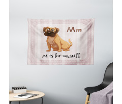 Cartoon English Mastiff Wide Tapestry