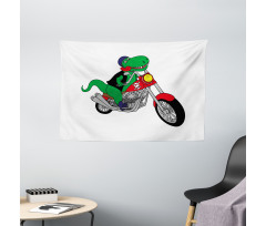 Funny Rider T-rex Wide Tapestry