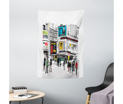 Pedestrians and Busy City Tapestry