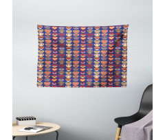 Colorful Hearts Art Wide Tapestry