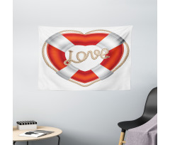 Valentine Love Hearts Wide Tapestry