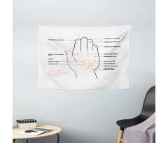 Palm Reading Chart Design Wide Tapestry