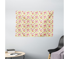 Colorful Summer Fruit Pattern Wide Tapestry