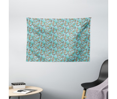 Jungle Animals on Branches Wide Tapestry