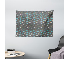 Space Cat Astronauts Wide Tapestry