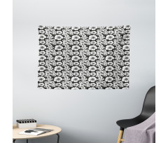 Monochrome Apple Blossoms Wide Tapestry