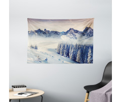 Snowy Winter View Wide Tapestry