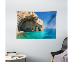 Sea Cave on Zakynthos Wide Tapestry