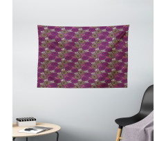 Doodle Circles and Waves Wide Tapestry