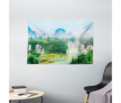 Misty Jungle Forest Wide Tapestry