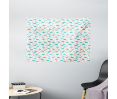 Boats Anchors and Whales Wide Tapestry