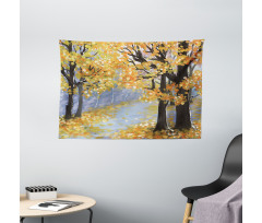 Gouache Autumn Scenery Art Wide Tapestry