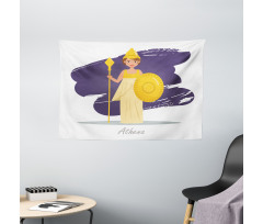 Calligraphic Lady in Armour Wide Tapestry